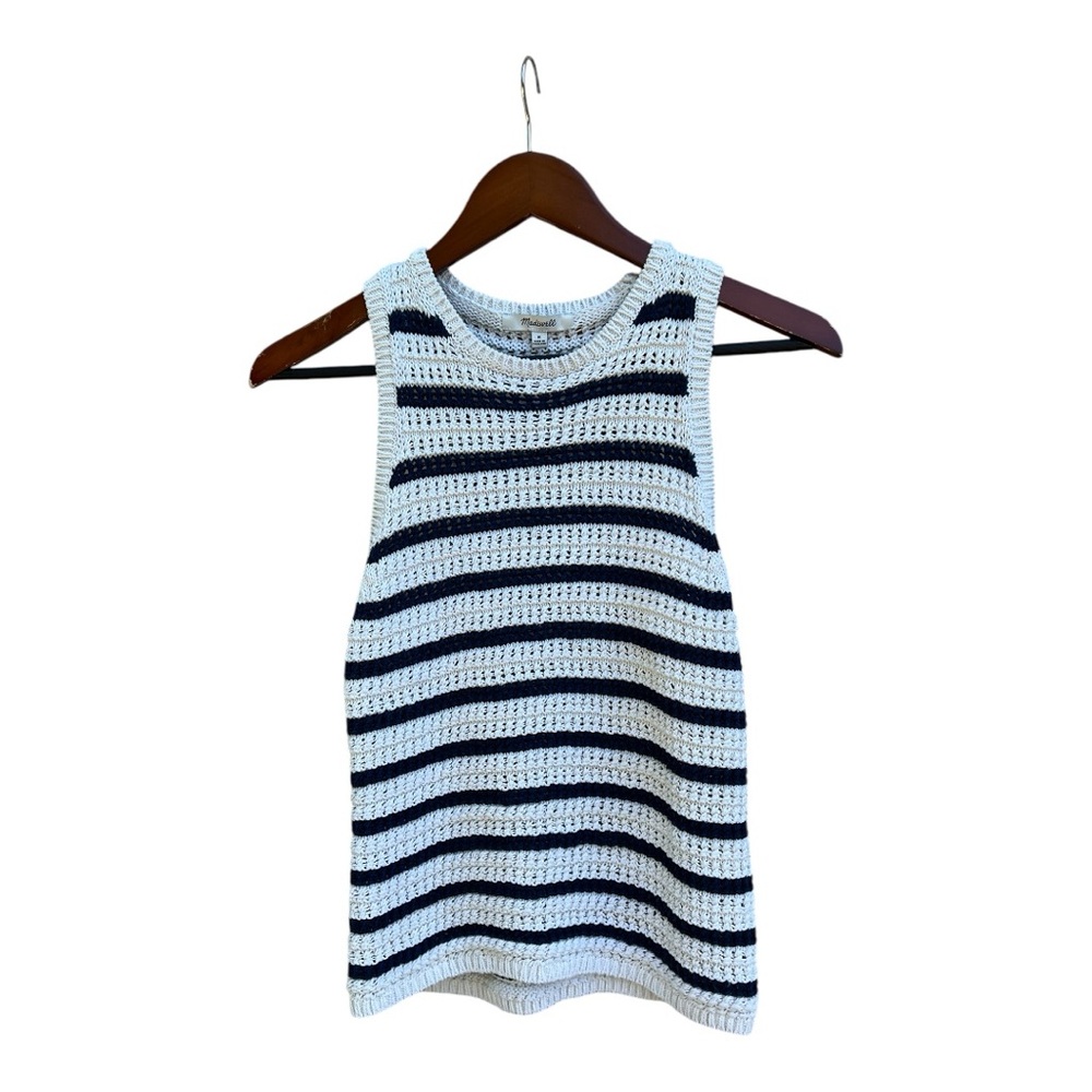 Madewell Striped Crochet Knit Sleeveless Top Size Medium